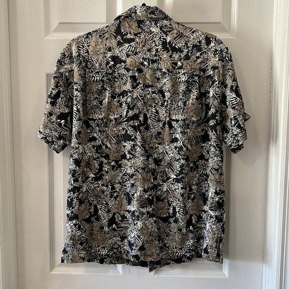 Havana Jacks Cafe Black Tropical Print Shirt Mens Size Medium Button Front - Picture 2 of 9